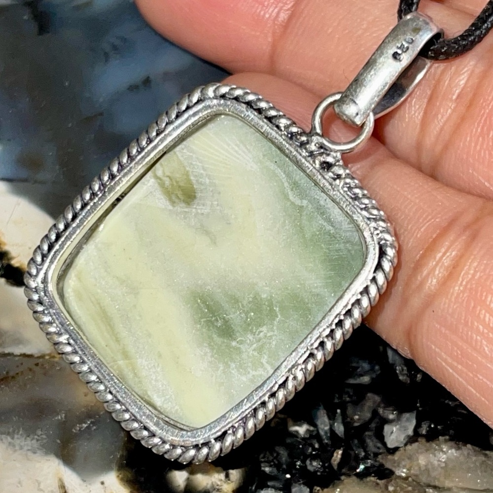 Green Larsonite Pendant 1 7/8” - Picture 7 of 17